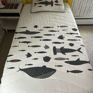 Crate & kids twin shark quilt and one sham
